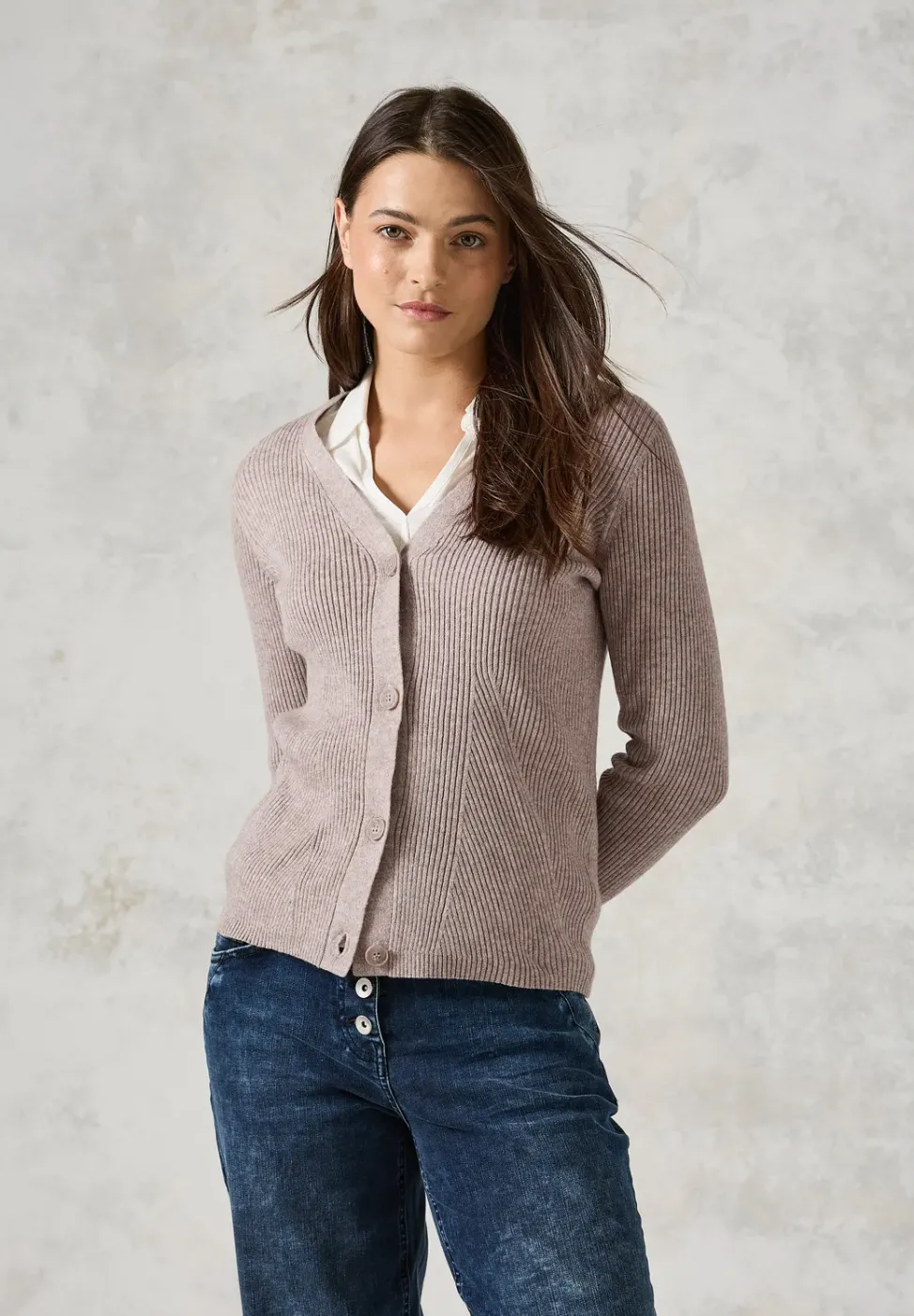 Cardigan mit Rippen-Struktur