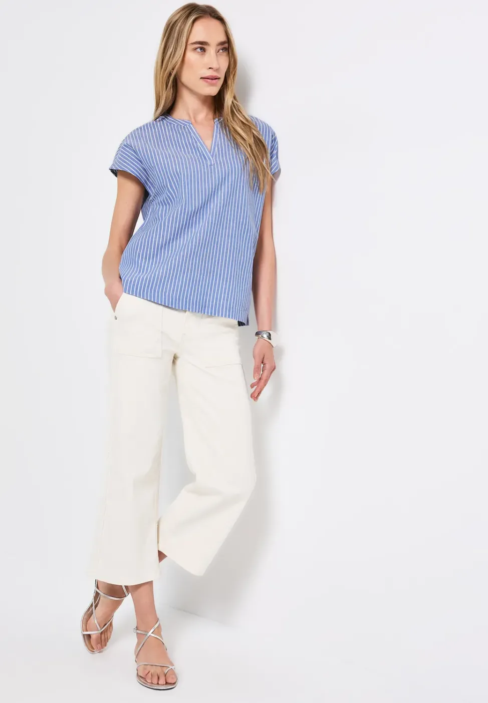 Chambray Bluse mit Glitzer