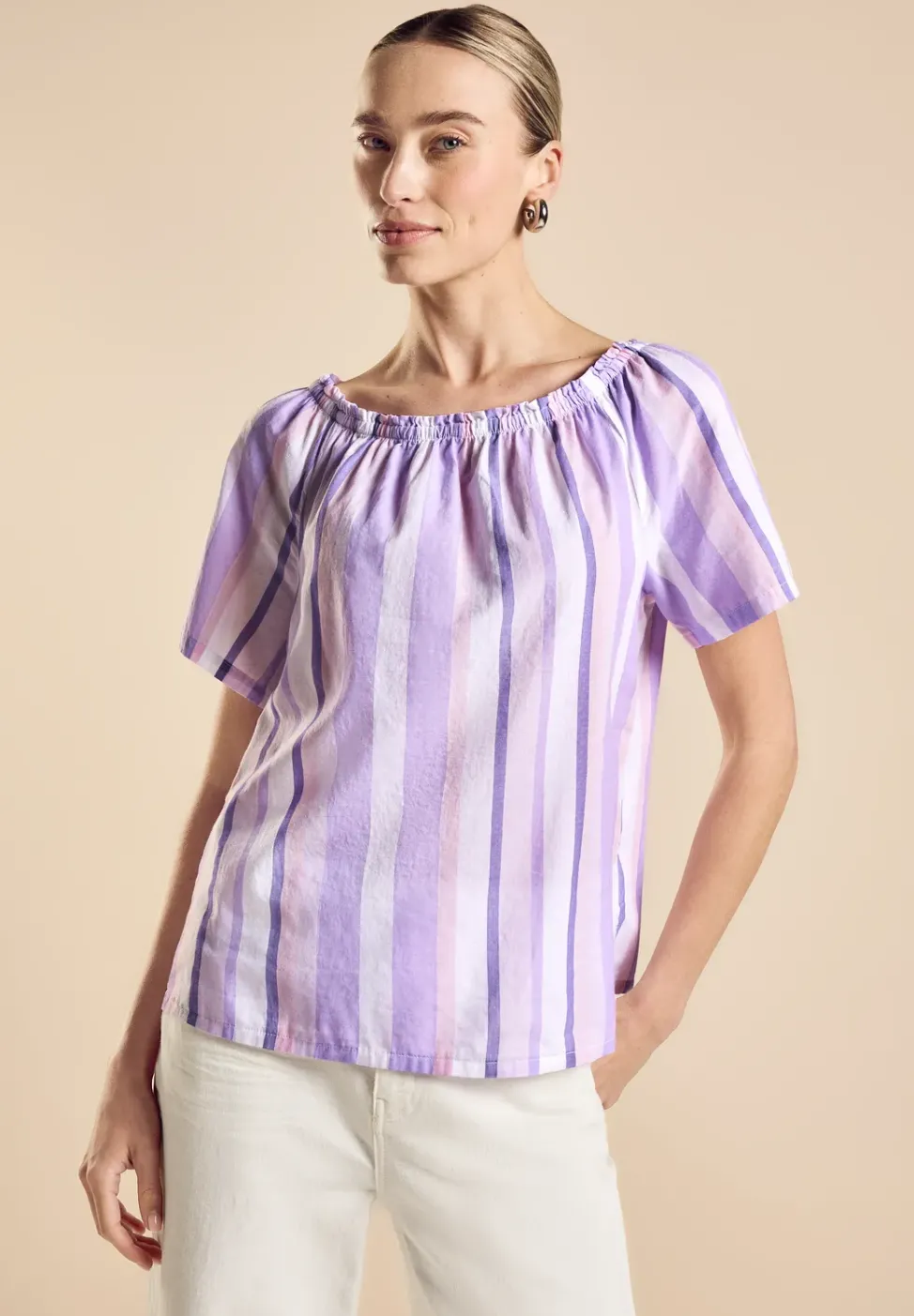 Chambray Bluse mit Streifen