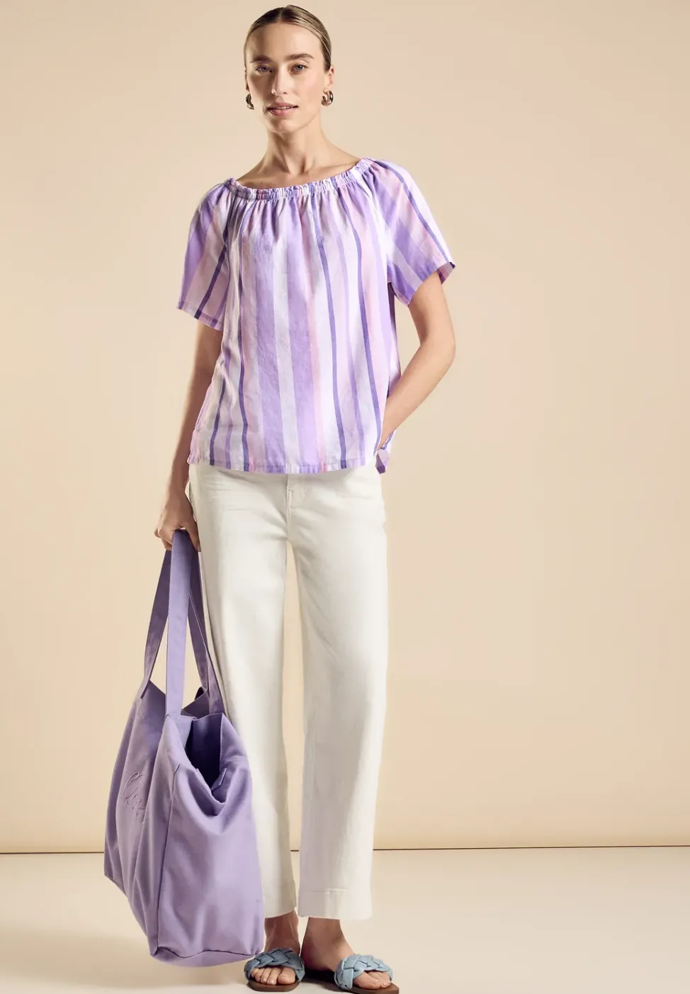 Chambray Bluse mit Streifen