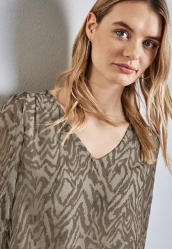 Chiffon-Bluse mit Raffung