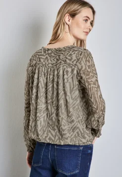 Chiffon-Bluse mit Raffung