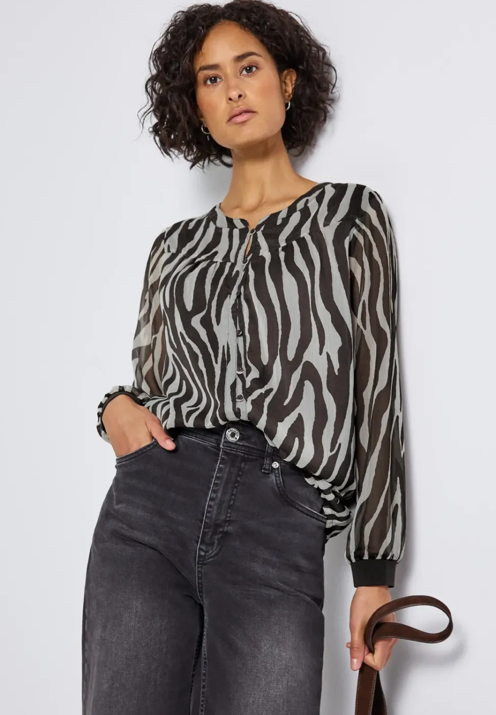 Chiffonbluse mit Zebra Print