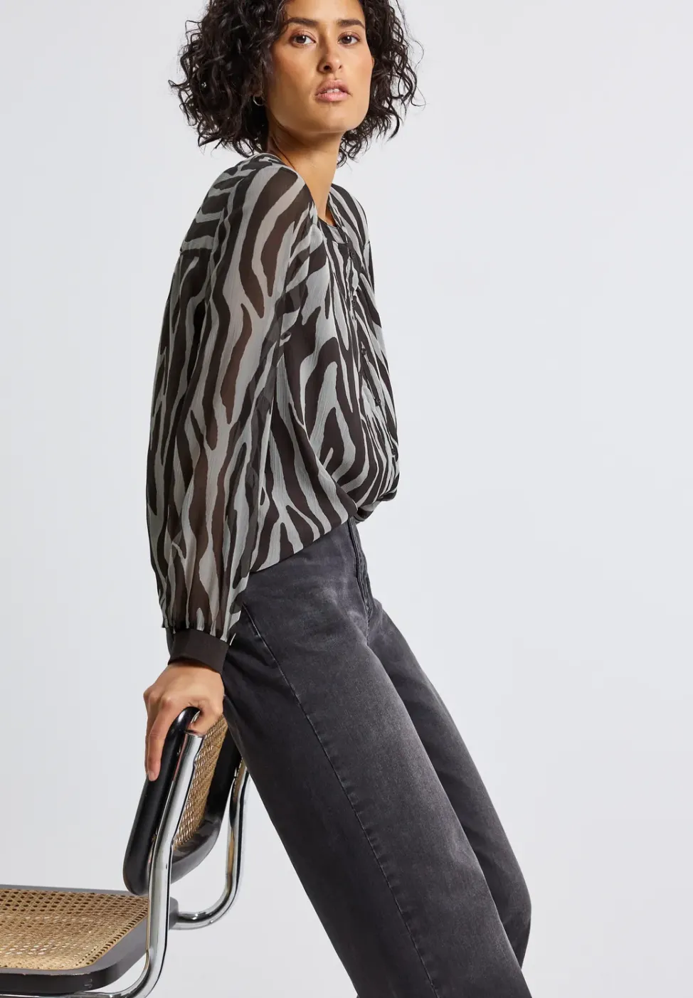 Chiffonbluse mit Zebra Print