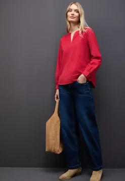 Cordbluse in Unifarbe