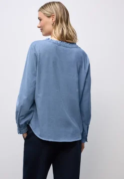 Cordbluse mit Rüschen
