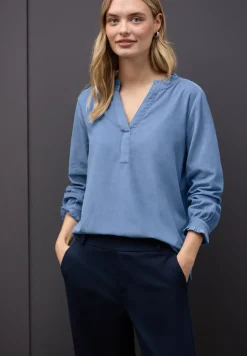 Cordbluse mit Rüschen