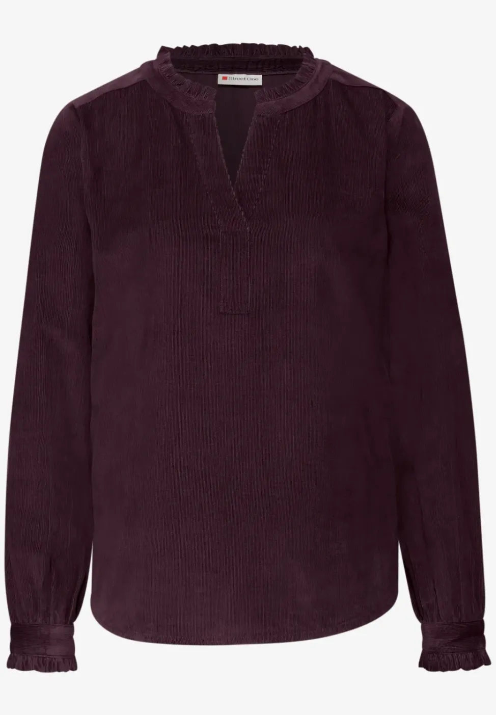 Cordbluse mit Rüschen