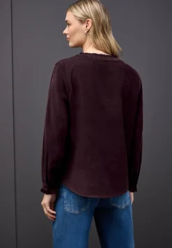 Cordbluse mit Rüschen
