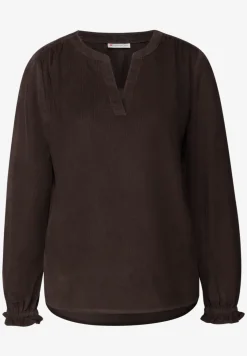 Cordbluse mit Rüschendetails