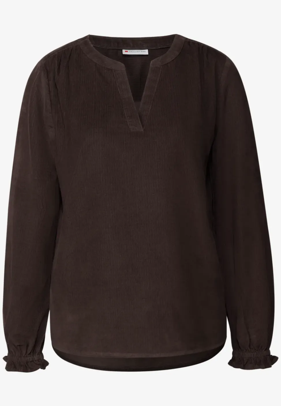 Cordbluse mit Rüschendetails