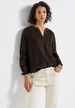 Cordbluse mit Rüschendetails