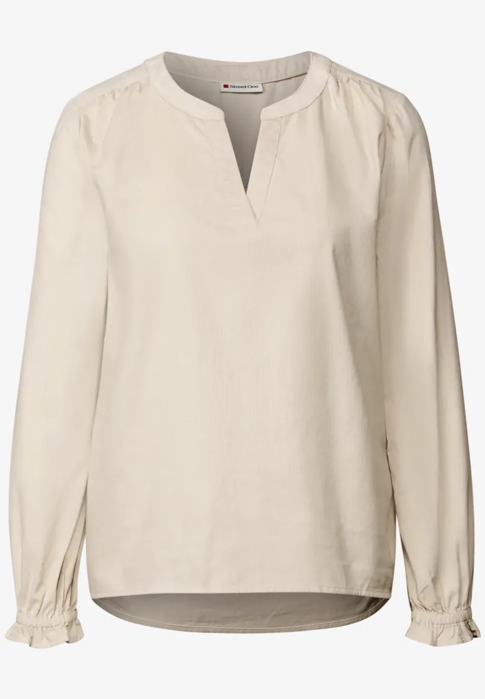 Cordbluse mit Rüschendetails