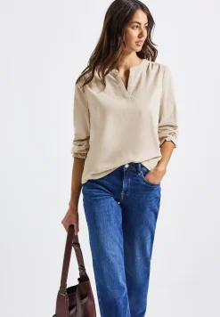 Cordbluse mit Rüschendetails