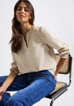 Cordbluse mit Rüschendetails