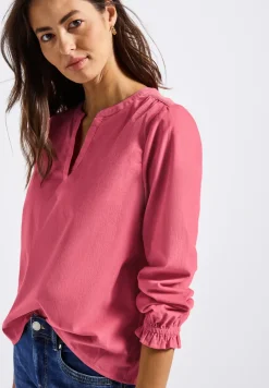 Cordbluse mit Rüschendetails