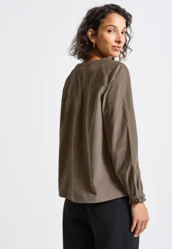 Cordbluse mit Rüschendetails