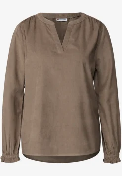 Cordbluse mit Rüschendetails