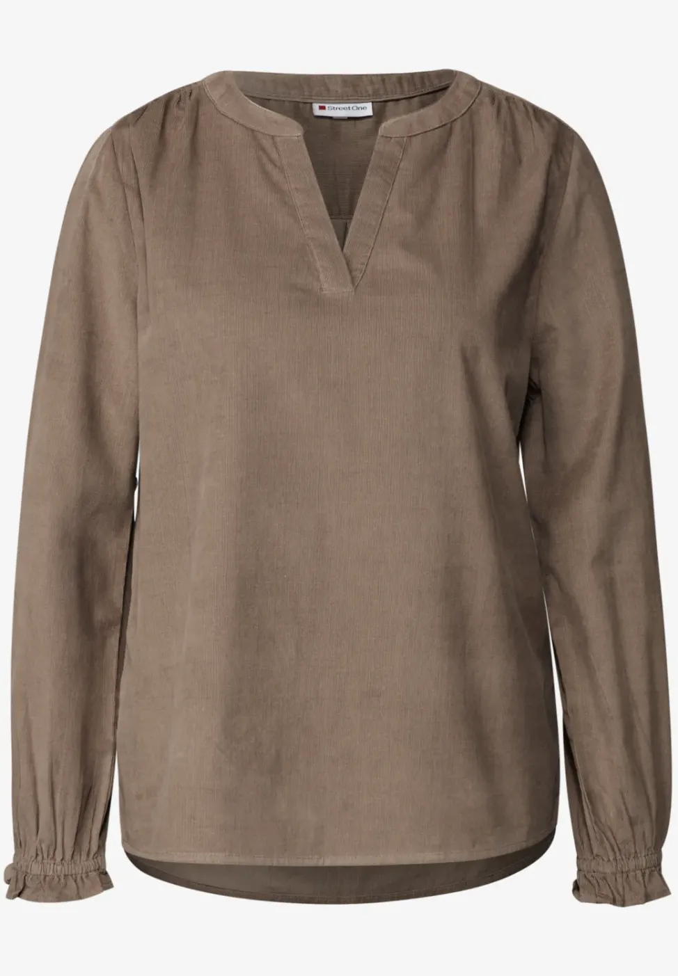 Cordbluse mit Rüschendetails