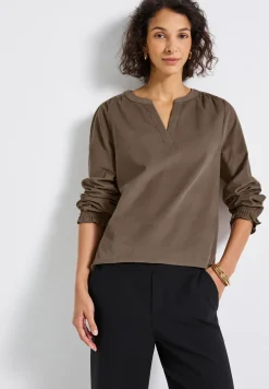 Cordbluse mit Rüschendetails