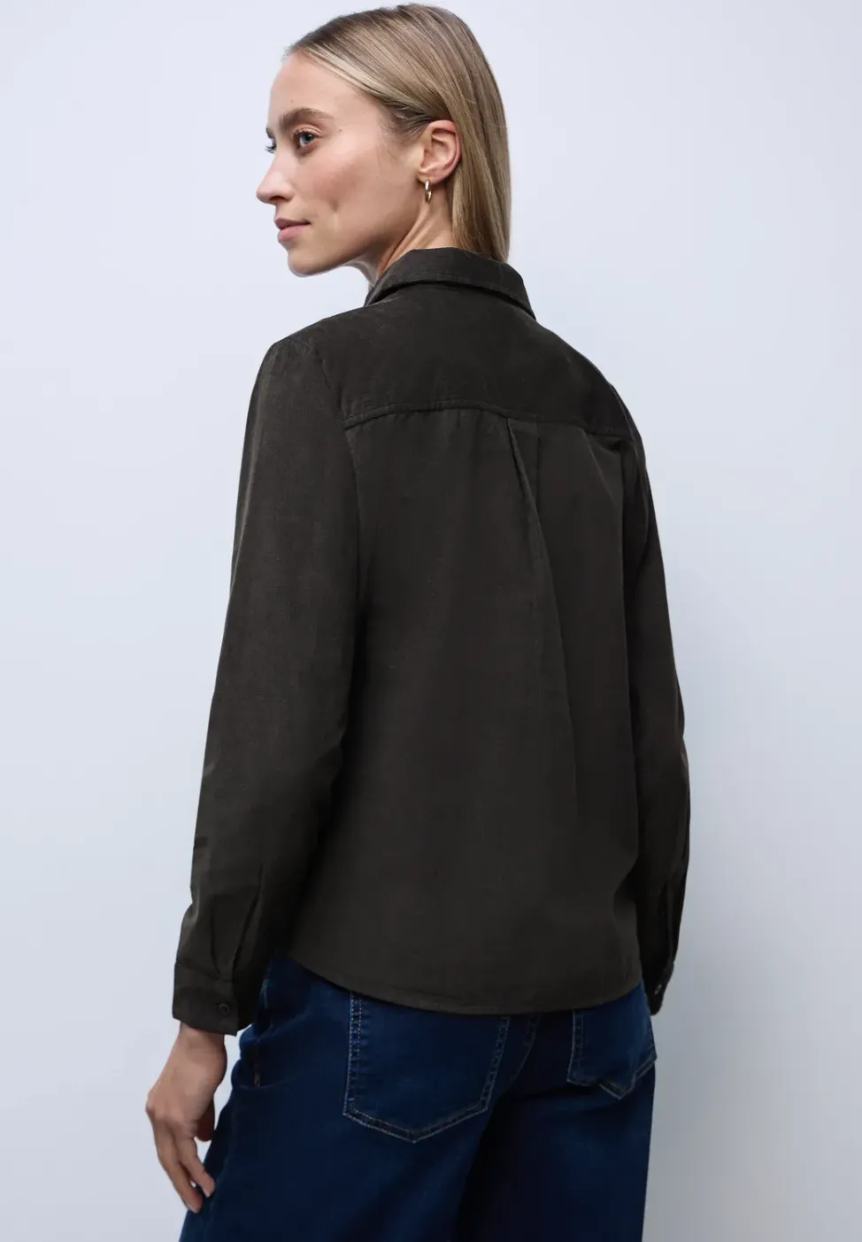 Cordbluse mit Tapedetails