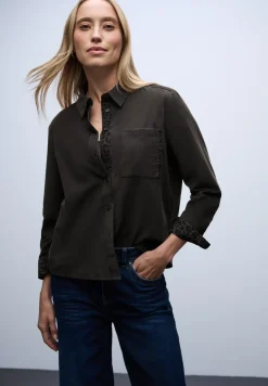 Cordbluse mit Tapedetails