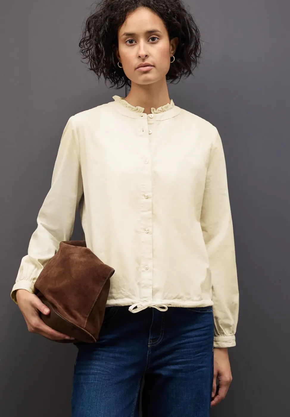 Cordbluse mit Tunnelzug