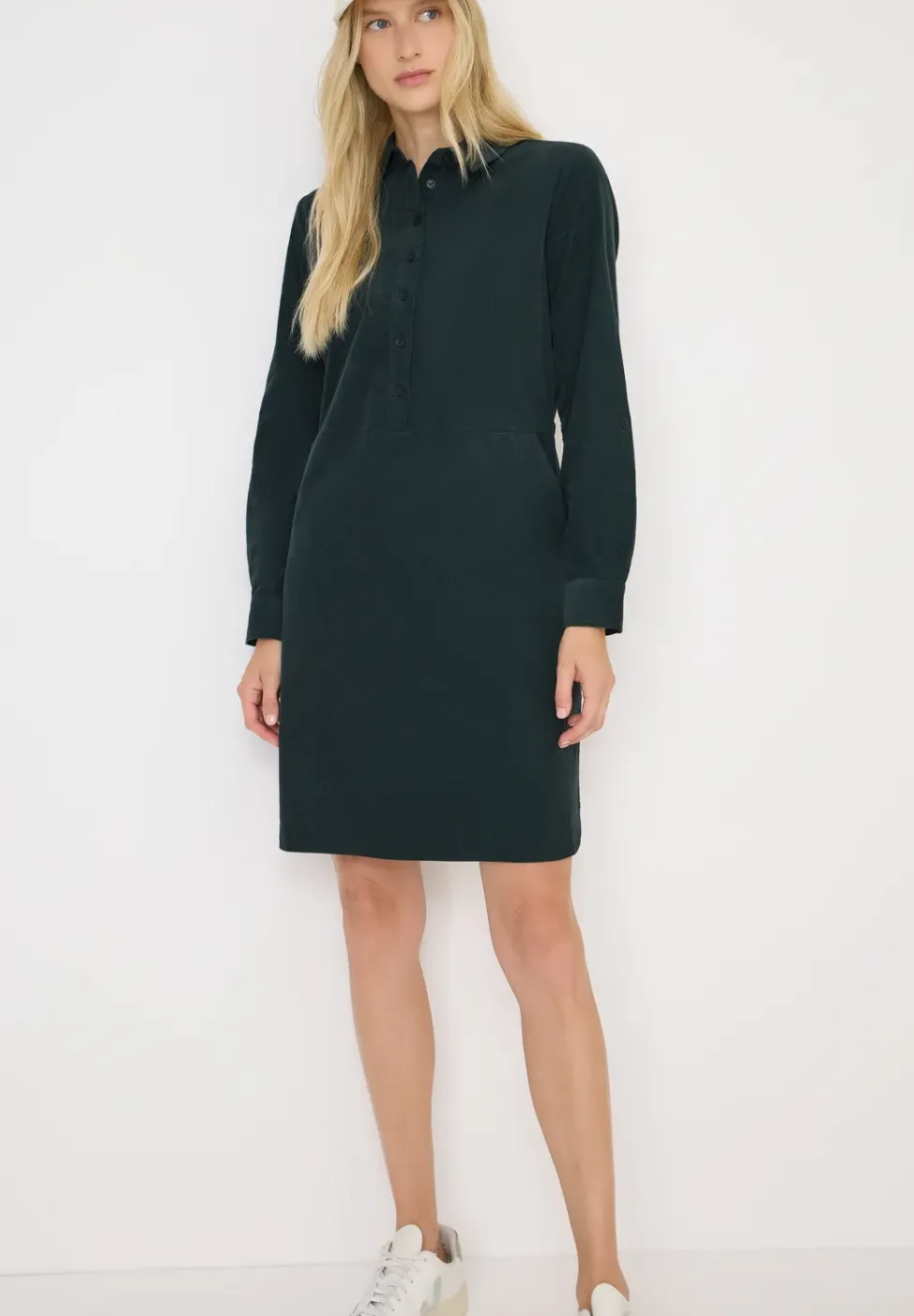 Cordkleid in Unifarbe