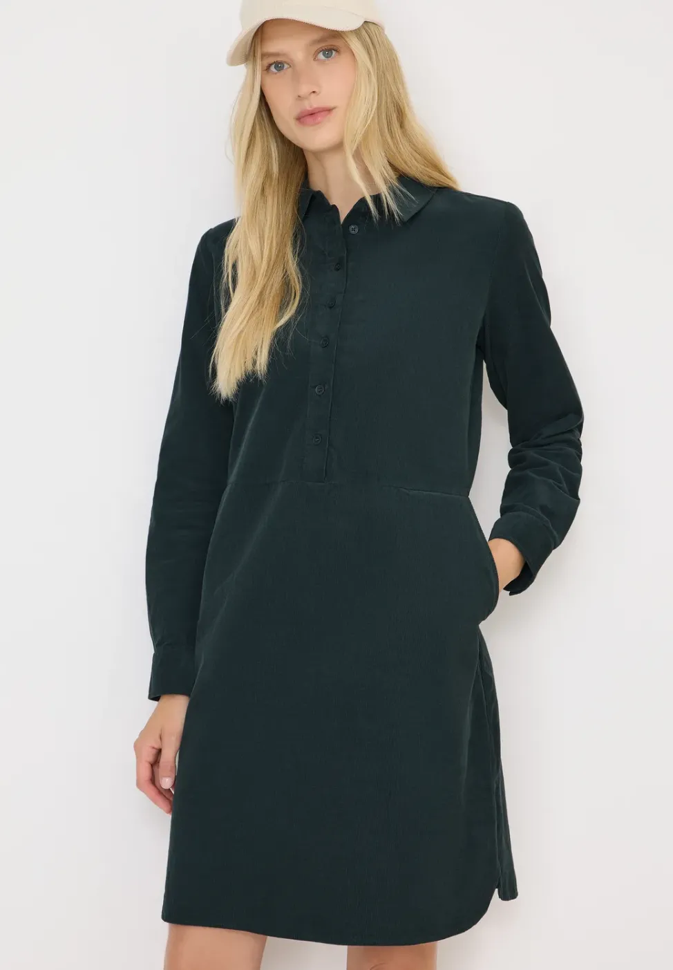 Cordkleid in Unifarbe