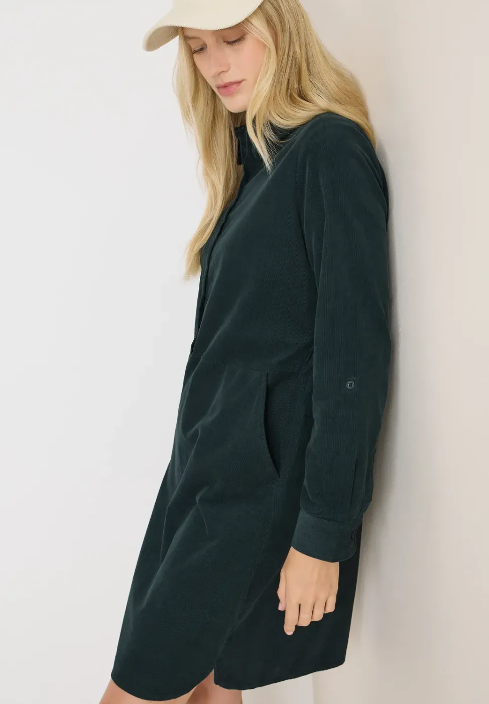 Cordkleid in Unifarbe