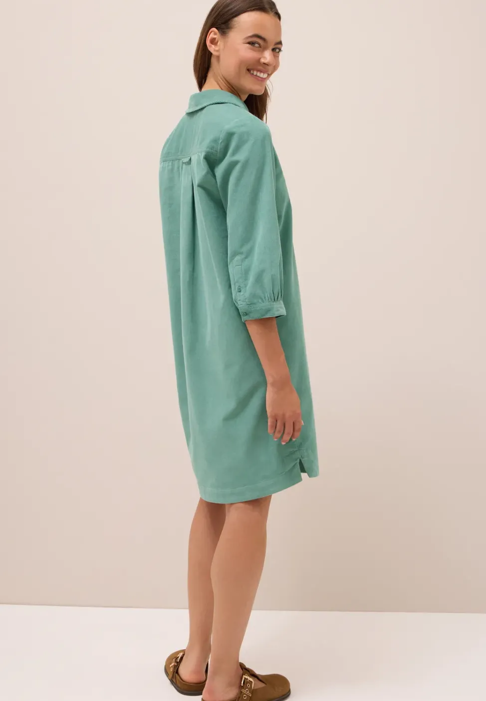 Cordkleid in Unifarbe
