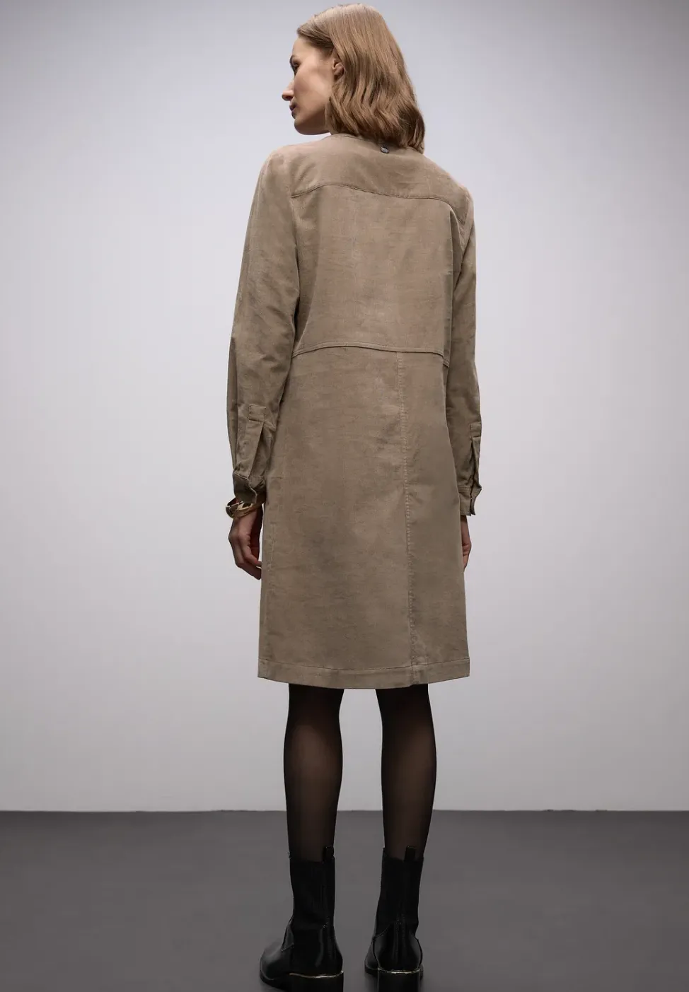 Cordkleid in Unifarbe