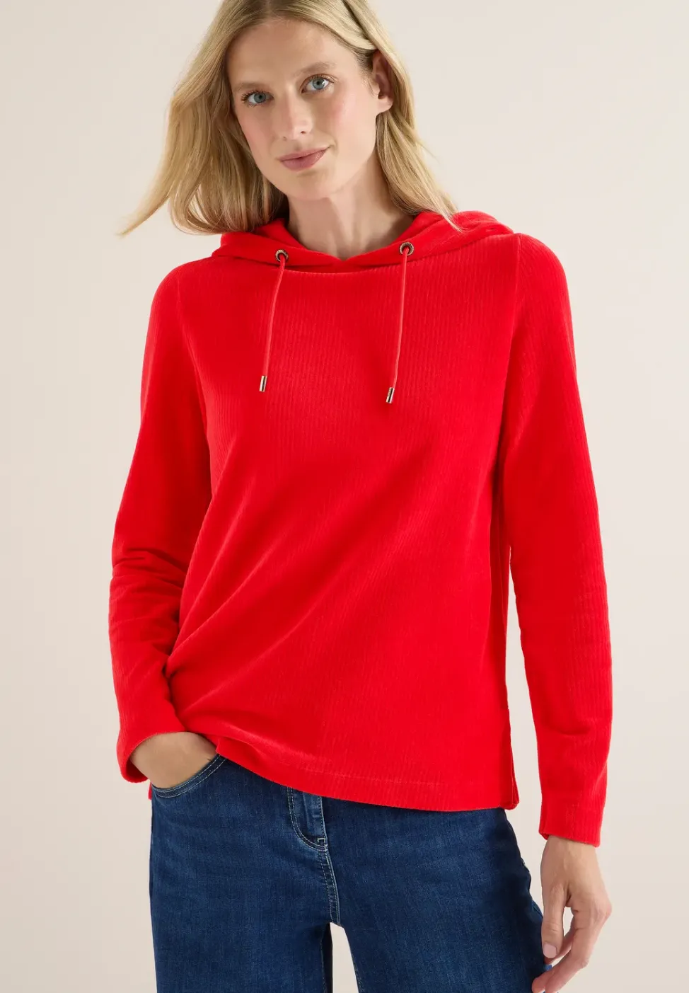 Cordshirt mit Kapuze