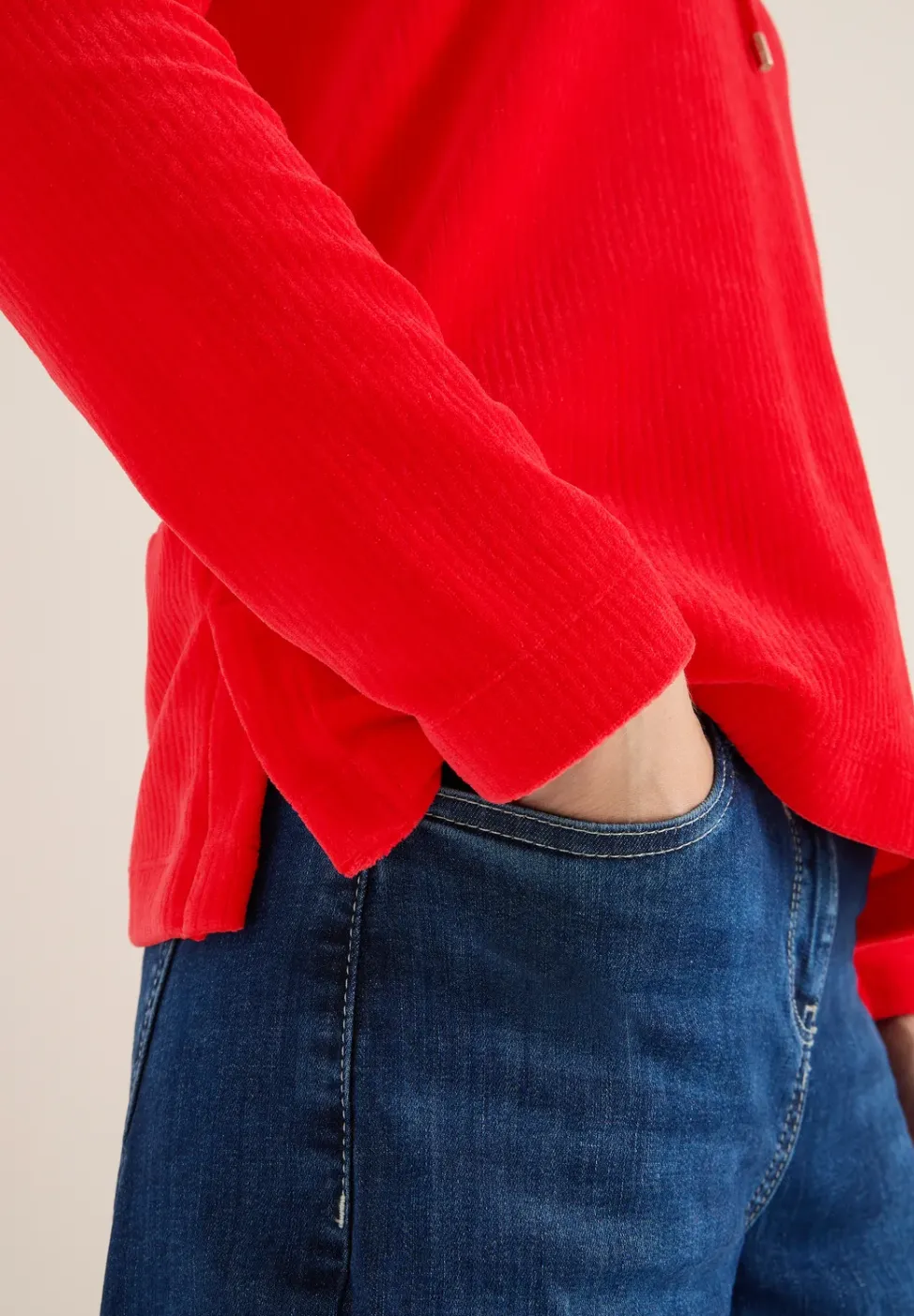 Cordshirt mit Kapuze