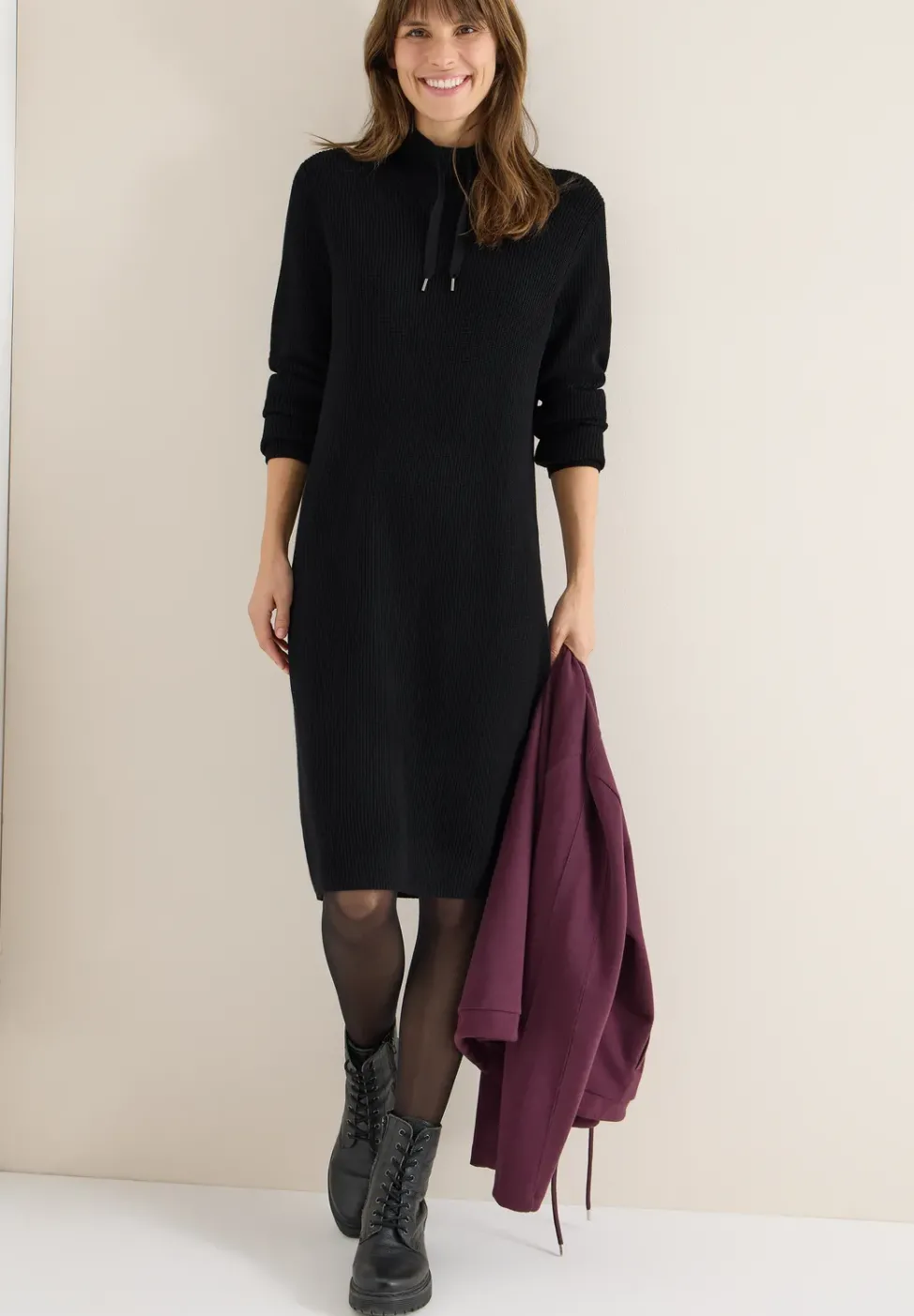 Cosy Rippstruktur Kleid