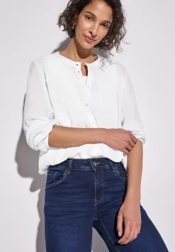 Crinkle-Bluse mit Raffung