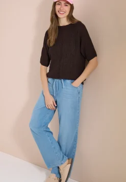 Dolman Pullover mit U-Boot-Ausschnitt
