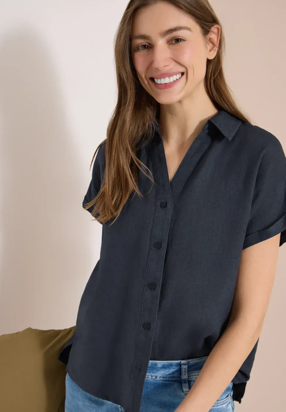 Dropped Shoulder Bluse aus Leinen