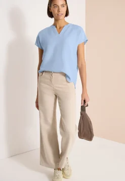 Dropped Shoulder Bluse aus Leinenmix