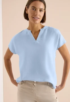 Dropped Shoulder Bluse aus Leinenmix