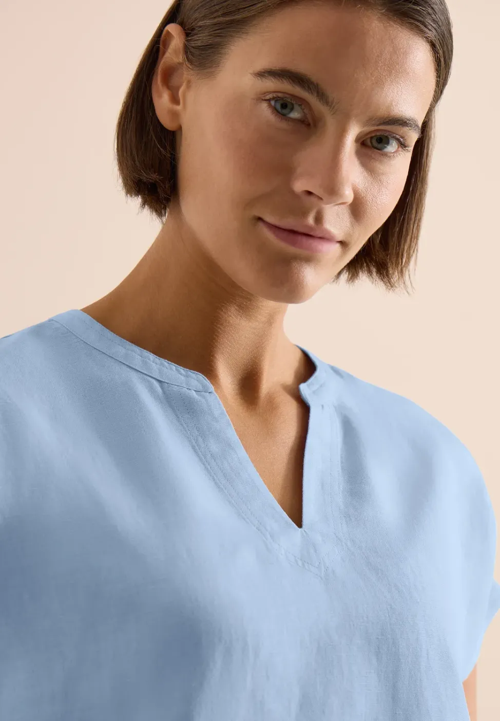 Dropped Shoulder Bluse aus Leinenmix