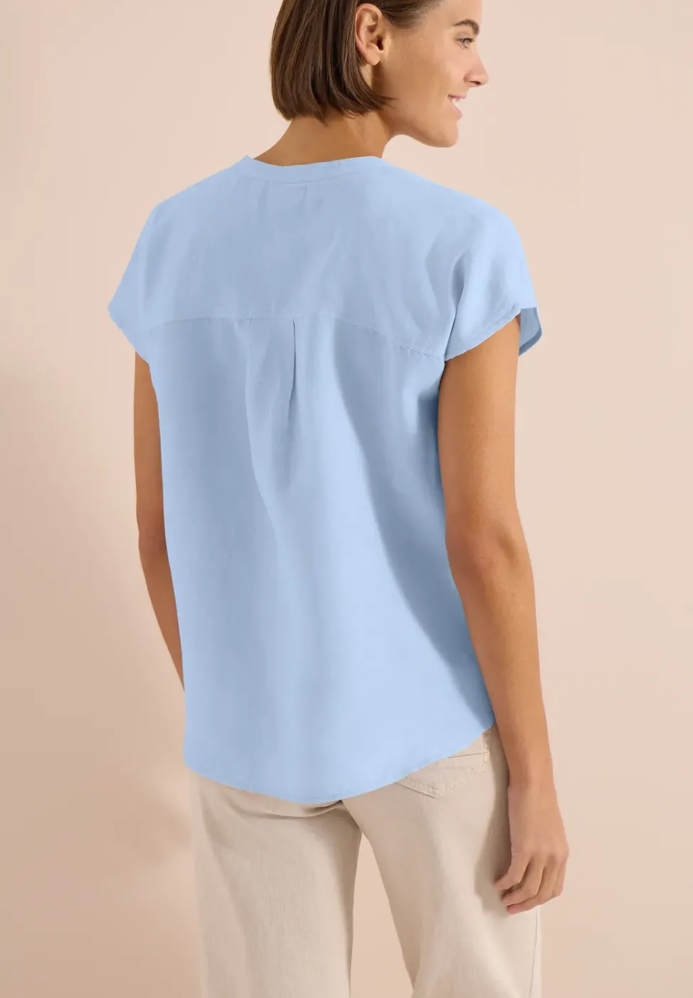 Dropped Shoulder Bluse aus Leinenmix