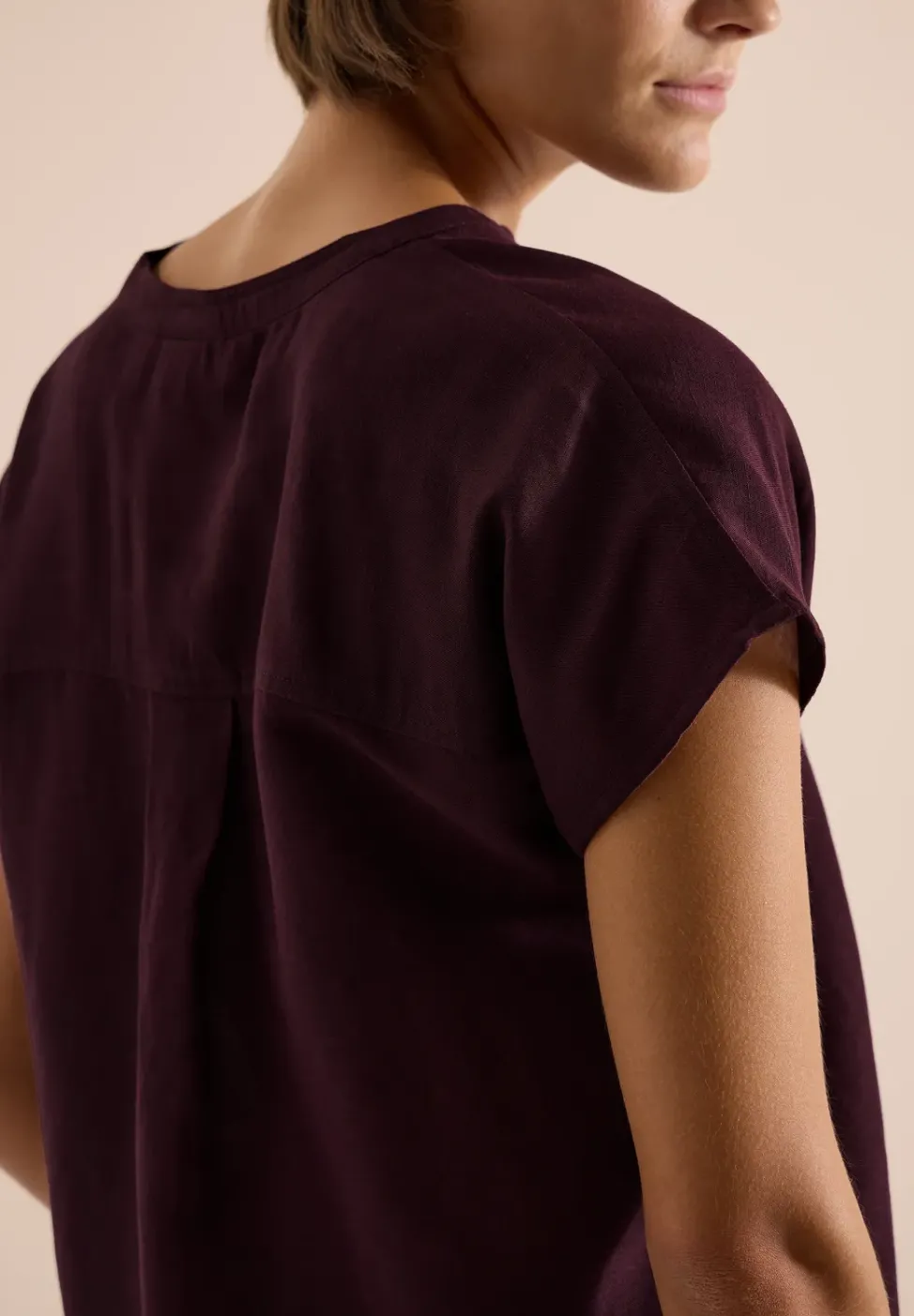 Dropped Shoulder Bluse aus Leinenmix