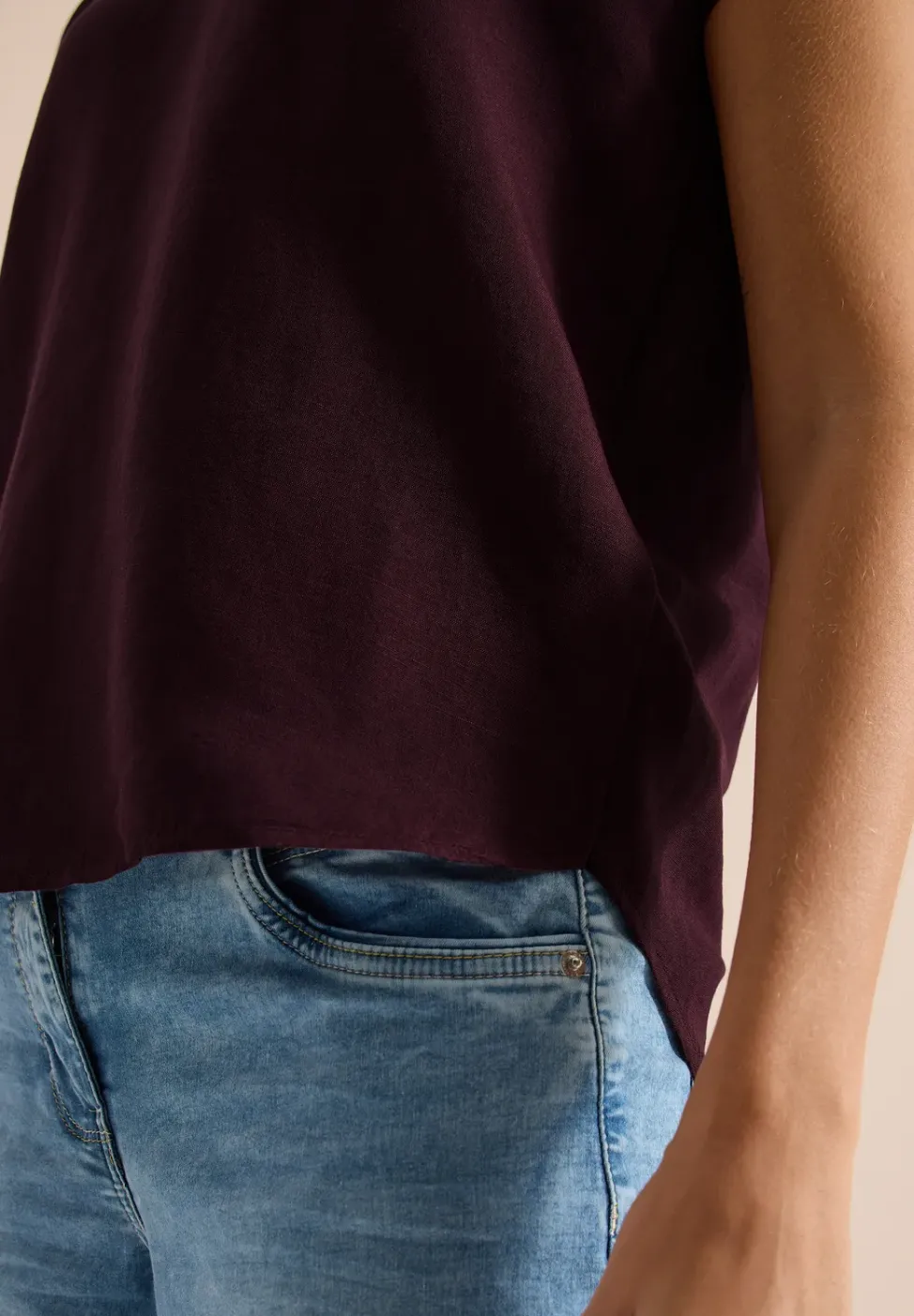Dropped Shoulder Bluse aus Leinenmix