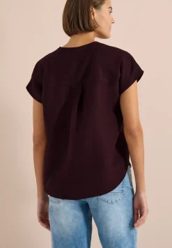 Dropped Shoulder Bluse aus Leinenmix