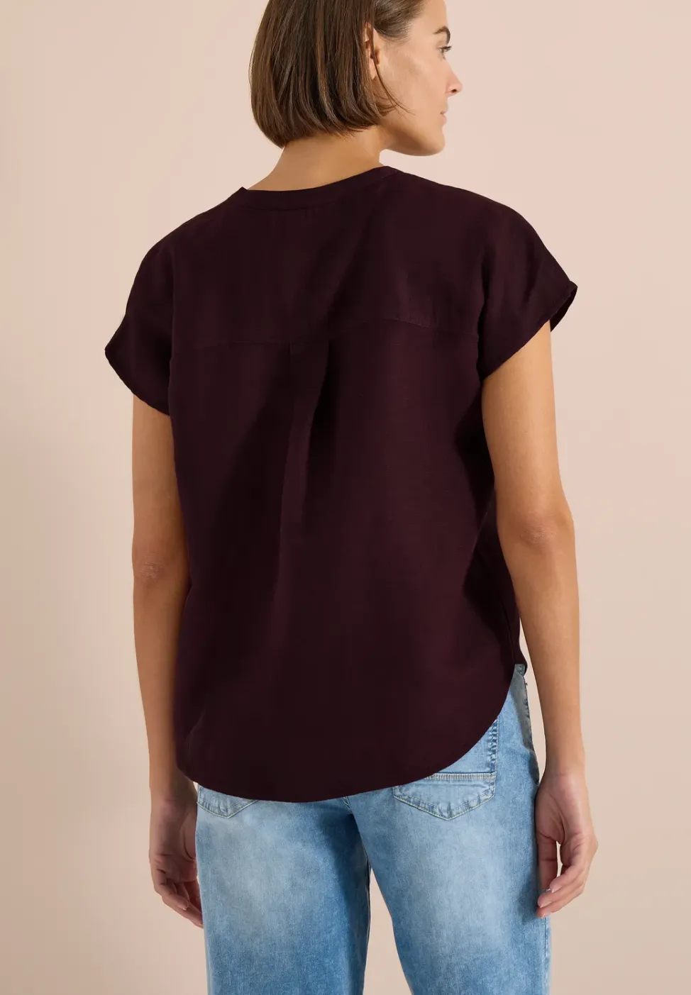 Dropped Shoulder Bluse aus Leinenmix
