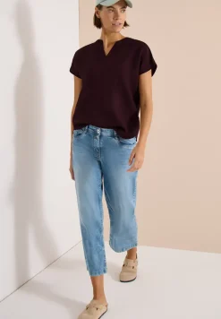 Dropped Shoulder Bluse aus Leinenmix
