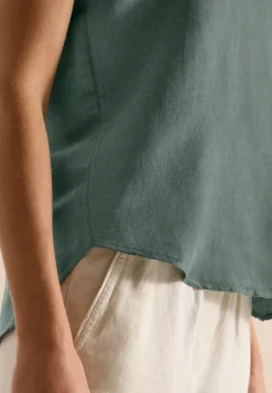 Dropped Shoulder Bluse aus Leinenmix