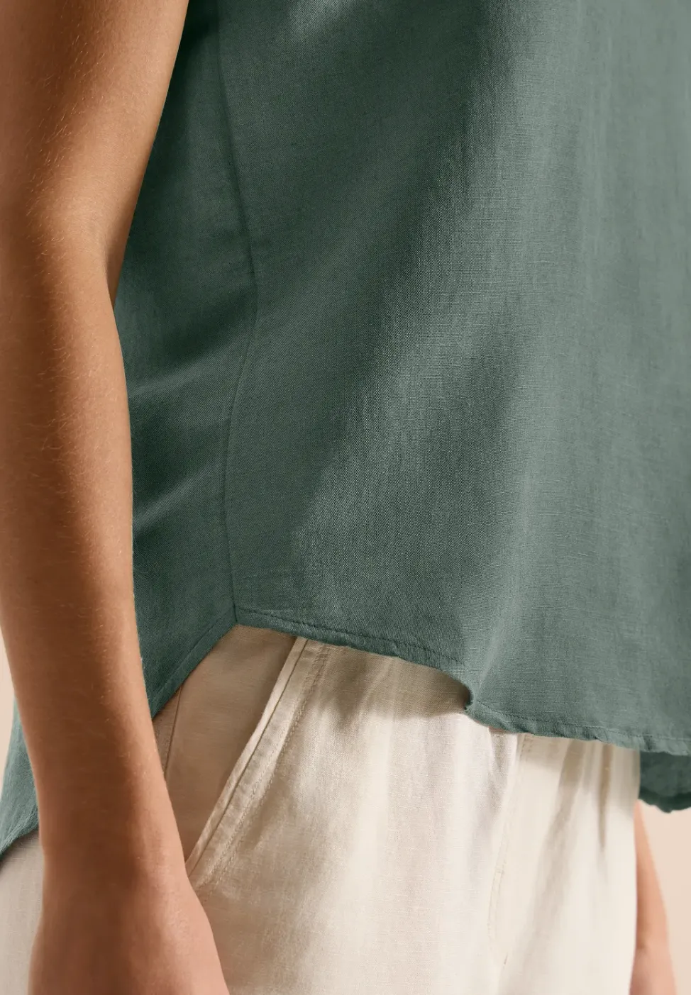 Dropped Shoulder Bluse aus Leinenmix