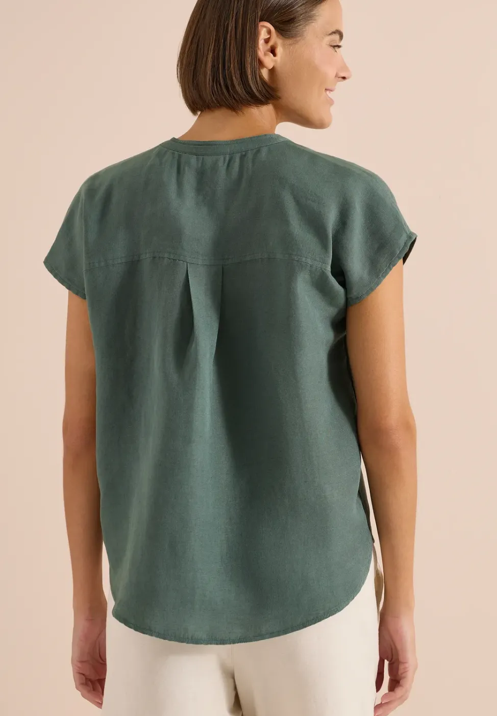 Dropped Shoulder Bluse aus Leinenmix